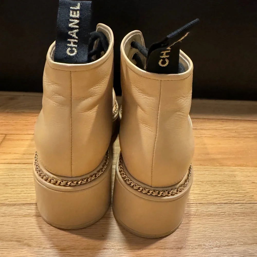 CHANEL Beige and Black Ankle Boots - Picture 3 of 4